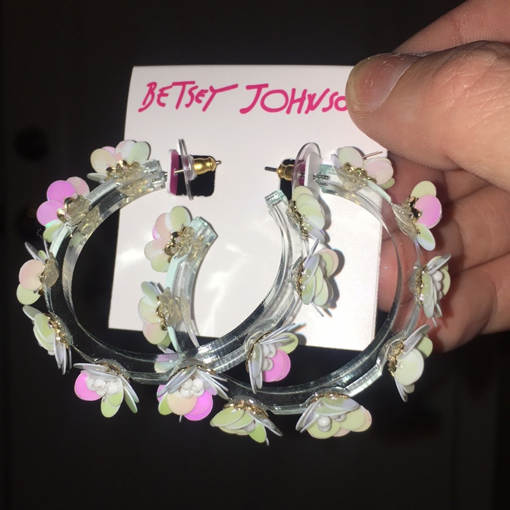 Betsey Johnson | women's studded flower hoops - Picture 5 of 6